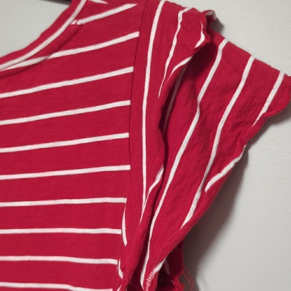 Maurices Red With White Stripe Flutter Sleeves - image 4